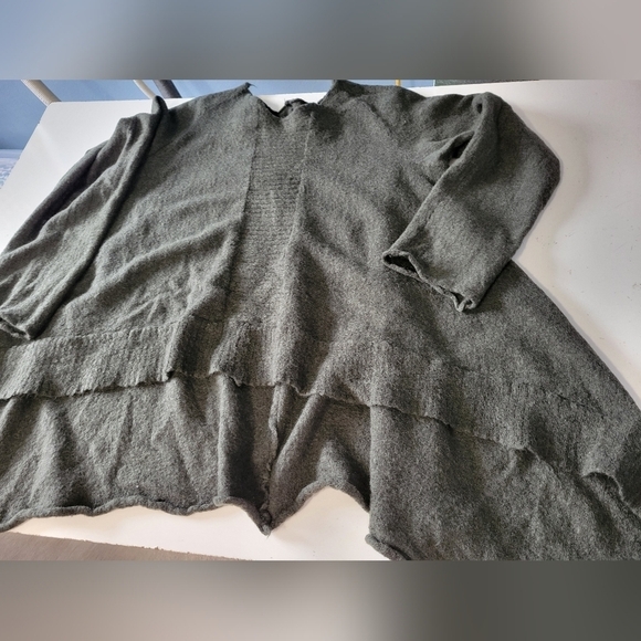 Wool Lagenlook Oversized Tunic Top Made in Germany Green Small - Picture 11 of 12